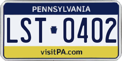 PA license plate LST0402