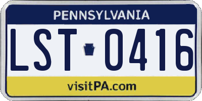 PA license plate LST0416