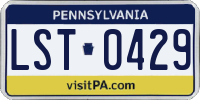 PA license plate LST0429