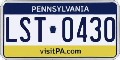 PA license plate LST0430