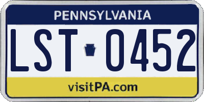 PA license plate LST0452