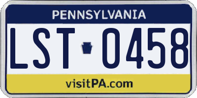 PA license plate LST0458