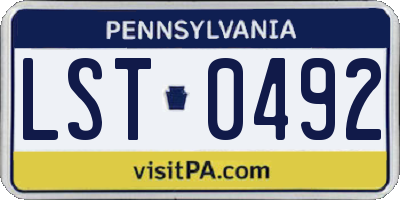 PA license plate LST0492