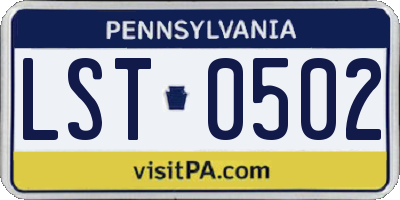 PA license plate LST0502