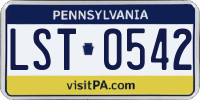 PA license plate LST0542