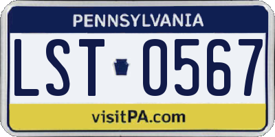 PA license plate LST0567