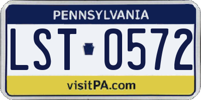 PA license plate LST0572