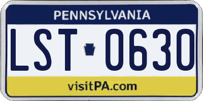 PA license plate LST0630
