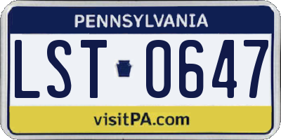 PA license plate LST0647