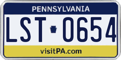 PA license plate LST0654