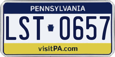 PA license plate LST0657