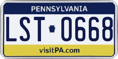 PA license plate LST0668