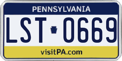 PA license plate LST0669
