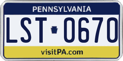 PA license plate LST0670
