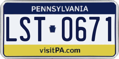 PA license plate LST0671