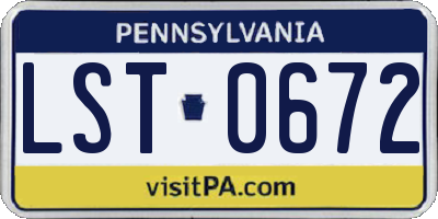 PA license plate LST0672
