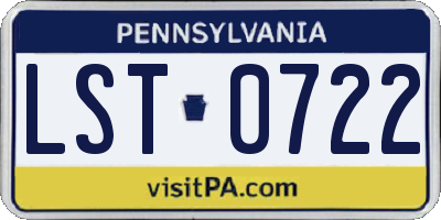 PA license plate LST0722