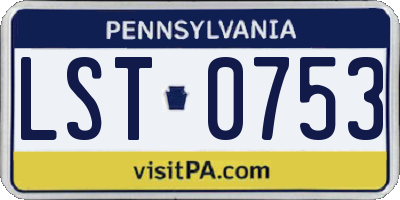 PA license plate LST0753