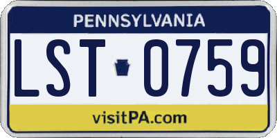 PA license plate LST0759