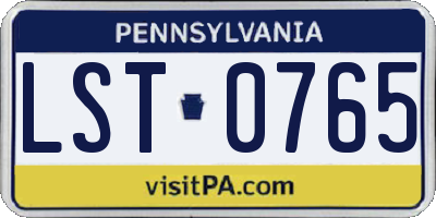 PA license plate LST0765