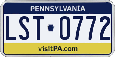 PA license plate LST0772
