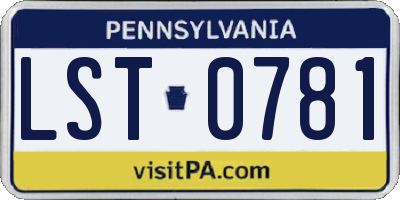 PA license plate LST0781