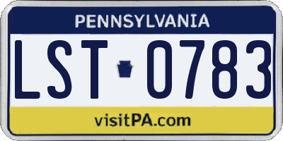 PA license plate LST0783