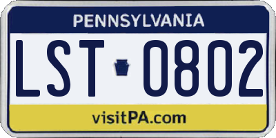PA license plate LST0802