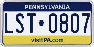 PA license plate LST0807