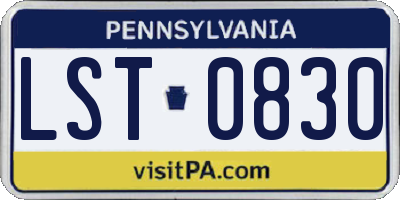 PA license plate LST0830