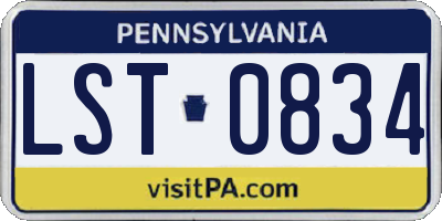 PA license plate LST0834