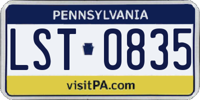 PA license plate LST0835