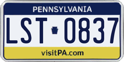 PA license plate LST0837