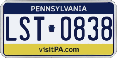 PA license plate LST0838
