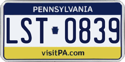 PA license plate LST0839