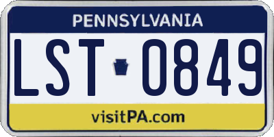 PA license plate LST0849