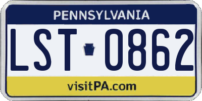 PA license plate LST0862