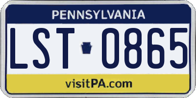PA license plate LST0865