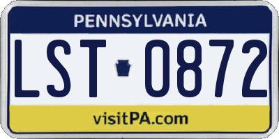 PA license plate LST0872