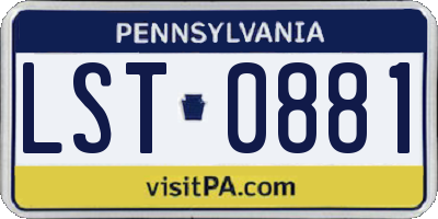 PA license plate LST0881