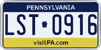 PA license plate LST0916