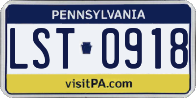 PA license plate LST0918