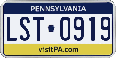 PA license plate LST0919