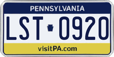 PA license plate LST0920
