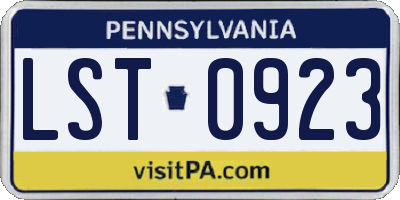 PA license plate LST0923