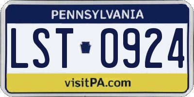 PA license plate LST0924
