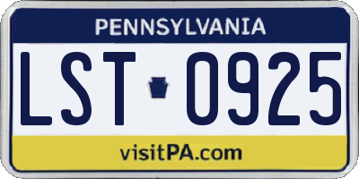 PA license plate LST0925