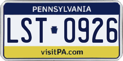 PA license plate LST0926