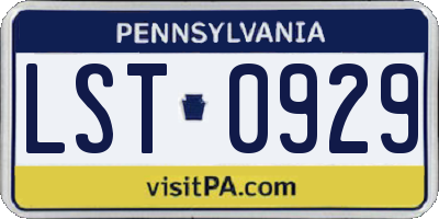 PA license plate LST0929