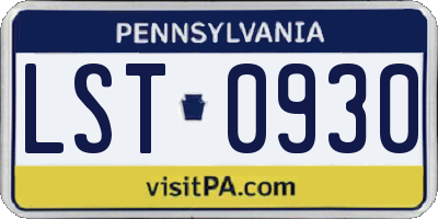 PA license plate LST0930